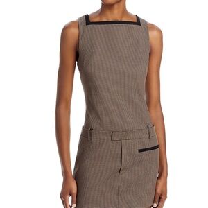 Staud Houndstooth Brown and Black Sleeveless Dress
